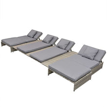 Festnight 15 Pz Set Salotto Sdraio Prendisole Mobili Prendisole da Sole Reclinabile con Cuscini Grigi da Giardino/Patio/Piscina all'Aperto da EsterniEsterni Polirattan Grigio