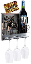 Brubaker Portabottiglie armanti - Wall Art Picture Metal - con 3 portabicchieri - Incluso Biglietto di Auguri per Il Vino Presente