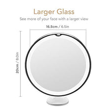 Fancii Specchio Ingranditore illuminato 7x per Trucco, con LED Circolari a Luce Naturale, Bloccaggio a Ventosa, Senza Fili - Specchio Cosmetico da Viaggio