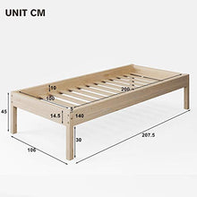 belupai Telaio in legno di abete rosso massiccio, con gambe di supporto, per camera da letto, colore naturale, 100 x 200 cm