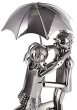 BRUBAKER Coppia Portabottiglie Vino con Ombrello - Oggetto Decorativo - Supporto per Bottiglie di Metallo - con Biglietto d'Auguri per il Vino Regalo