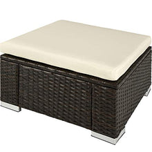 TecTake 800768 Pouf in Polyrattan, Confortevole Cuscino, Resistente alle Intemperie - Disponibile in Diversi Colori - (Marrone Mixed | No. 403404)