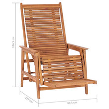 Tidyard Sdraio da Giardino con Poggiapiedi in Legno Massello di Teak,Lettino Prendisole Reclinabile per Esterno,67,5 x 117 x 106,5 cm