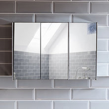 Bath Vida Armadietto da Bagno con 3 Ante in Acciaio Inossidabile, con meccanismo di Chiusura Magnetica, Colore: Argento, H 45 x W 68 x D 13 cm