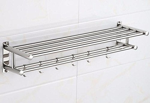 MBYW Portasciugamani Alto carico Portasciugamani da Bagno portasciugamani, mensola Semplice, Acciaio Inossidabile, a Parete, portaoggetti per Bagno, Senza Perforazione, 50 * 22 * 15,5 cm