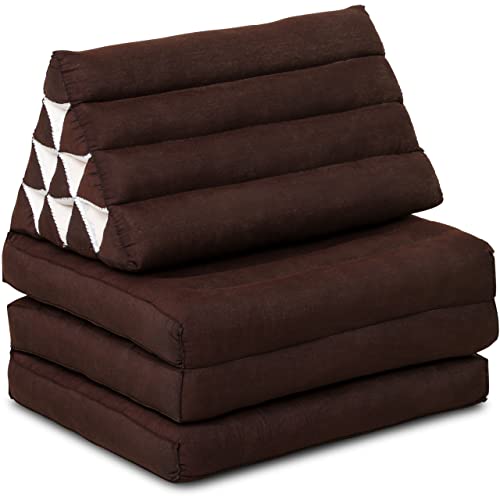 livasia | Cuscino Thai Triangolare in kapok | Cuscino con Materasso Piegato in 3 | Materassino Thai con Cuscino Relax