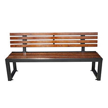 GaoF Panchina da Giardino per Esterni panchina da Parco con Schienale, Sedia per Portico da Esterno Resistente alle intemperie a 3 posti, Struttura in Acciaio e Sedile in Legno massello