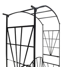 Outsunny Panchina da Giardino 2 Persone con Pergolato Metallo 115 x 59 x 203 cm Nero