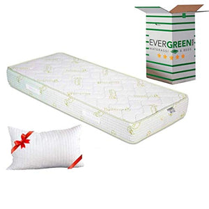 EVERGREENWEB - Materasso Singolo 80x190 in Fibra BAMBOO e Waterfoam Ortopedico Alto 20 cm con Cuscino Memory Foam GRATIS, Tessuto Antiacaro Effetto MASSAGGIANTE, per Tutti Letti e Reti Singoli OFFERTA