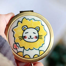dhcsf Specchio per Il Trucco Portatile Flip Mirror Specchio Pieghevole Trucco Specchio HD Camera da Letto Makeup Specchio (Giallo) Adatto per Ladies Regalo in Ceramica