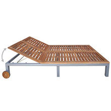 Festnight Lettino Prendisole Matrimoniale Reclinabile con Ruote da Giardino Esterno in Legno e Metallo,Lettino Prendisole Doppio con Ruote,Sedie a Sdraio da Giardino in Legno con Ruote 207x130x88 cm