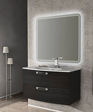 Mobile bagno sospeso moderno Comfort grigio, misura cm 100, con specchio led, lavabo e colonna