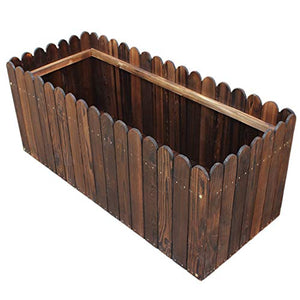 Stand di Fiori Legno Massello Carbonizzare Anticorrosivo,Scatola delle Piante Rettangolo Grande Contenitore per Piante,Adatto A Balcone del Cortile del Giardino