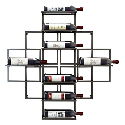 WEI-LUONG A Parete Wine Rack attaccatura del Supporto di Bottiglia del Vino -Holds 8 Bottiglie di Vino-Nero, 80 Centimetri Wine Rack