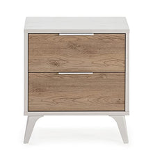 VS Venta-stock Comodino Koln 2 cassetti Color Bianco/Legno, 45 cm (Larghezza) 40 cm (profondità) 51,4 cm (Altezza)
