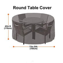 Copertura Tavolo Giardino Impermeabile Telo Protettivo per Tavolo, Anti Vento Sole Neve Tessuto 210D Oxford Copertura per Mobili da Esterno, Tondo (128x71/185*110/230*110cm) - Nero