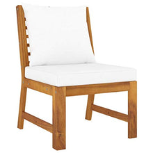vidaXL Divano da giardino in legno di acacia massiccio, modulare, con cuscino bianco crema, divano da giardino