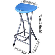 72cm Sgabelli da Bar Pieghevole Pieghevoli con Poggiapiedi,Sedia Alta in Metallo e Plastica,per Cucina Giardino Esterni Festa Sgabello Semicerchio(Blu/Rosso)