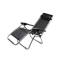 Todeco - Sedia Pieghevole A gravità Zero, Sdraio per Giardino - Carico Massimo: 100 kg - Materiale: Textilene - 165 x 112 x 65 cm, Nero, con Cuscino, Textilene