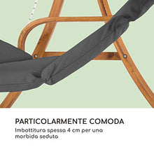 blumfeldt Maui Hollywoodschaukel - Dondolo, Sedile: 110 cm, 2 Posti, Tenda da Sole incl, Materiale: Legno Massiccio e Poliestere, Catene in Acciaio Inox, Viti Inox Zincate, Grigio Scuro
