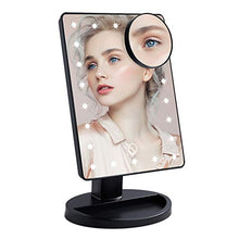 Wopeite Specchio per il trucco con Luci 22 LED e Ingrandimento 10X Specchietto per Il Trucco con Touch Screen Due Modalità di Alimentazione Rotazione 180° Nero