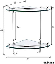 GDFEH Scaffali d'angolo del bagno Pieno pieno di rame doppio ripiani di vetro doccia angolo di vetro Scaffale di vetro temperato Scaffale da bagno 16.2 × 13,7 × 9.6 pollici