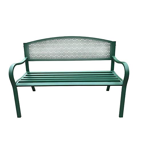 panchina per il tempo libero in metallo per uso domestico, panchina per parco all'aperto con schienale cavo con struttura in ghisa, panchina decorativa per terrazza con portico per mobili da esterno