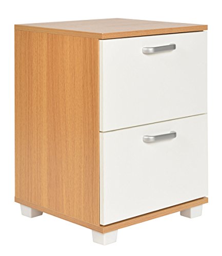 ts-ideen Comodino Mobiletto 56x40 cm Stile Moderno con 2 cassetti. Color Rovere e Bianco