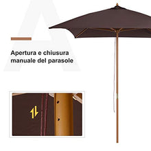 Outsunny Ombrellone Esterna da Giardino Spiaggia Parasole Impermeabile in Legno 2X 3X 2,5m Marrone