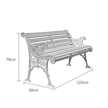 Panchina da giardino Panchina da terrazza, Panchina da esterno con struttura in legno massello e ghisa anticorrosiva, Panchina da veranda con schienale e bracciolo, Adatto per balcone da terrazzo