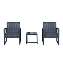 Outsunny Set Mobili da Giardino Tavolino con 2 Sedie 3pz con Cuscini Esterno Giardino Rattan Nero