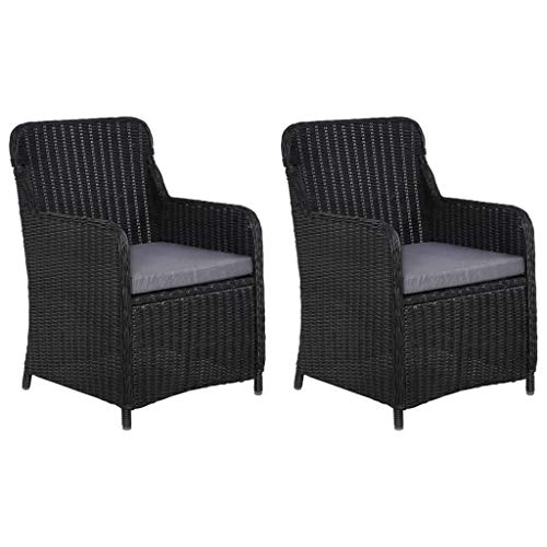 vidaXL 2X Sedie da Esterno con Cuscini Polyrattan Nero Poltroncine da Giardino