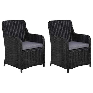 vidaXL 2X Sedie da Esterno con Cuscini Polyrattan Nero Poltroncine da Giardino