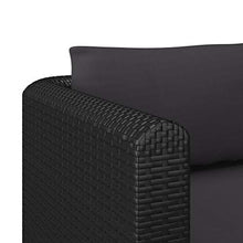 Tidyard 4 pz Set Divani da Giardino con Cuscini in Polyrattan,Salottino da Giardino con Divano,Poltrone e Tavolino,Nero