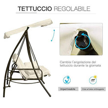 miozzi Dondolo da Giardino 3 Posti con Tettuccio Crema 200x125x170 cm