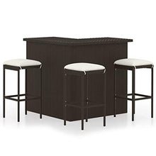 vidaXL Set da Bar da Giardino 4 pz con Cuscini in Polyrattan Marrone