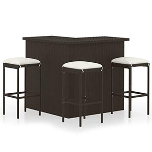 vidaXL Set da Bar da Giardino 4 pz con Cuscini in Polyrattan Marrone