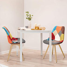 VADIM Set di 2 Sedie da Pranzo Scandinave, Sedie da Cucina Imbottite in Tessuto Patchwork, Sedie Design Solido con Gambe in Metallo, Rovere Imitazione¡­