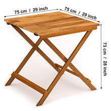INTERBUILD Sydney Tavolo pieghevole in legno per patio, 75 x 75 x 73 cm, finitura in teak dorato