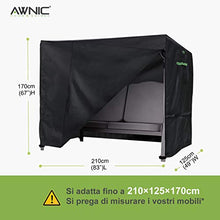 AWNIC Copertura per Altalena per Sedia a Dondolo da Giardino Copertura per Altalena Durevole per Esterni Anti-UV Impermeabile Ntivento e Antipolvere 210x125x170cm