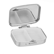 Wonque - Contenitore per pillole in metallo, portatile, con specchio interno, motivo casuale, 1 pezzo