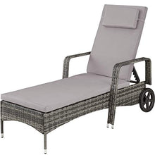TecTake 403225 Lettino Sedia Prendisole in Rattan, Altezza Regolabile, Arredo Esterno Giardino, Sdraio Prendisole Divano, Grigio