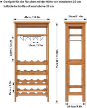 OLDJTK Wine Rack 16 Bottle Holder Vino dell'organizzatore di immagazzinaggio con 6-9 Supporto di Vetro 4 Tier 4 Tier Holder Vino Free Standing bambù 47x29x100cm (L * W * H)