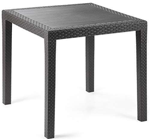 SF SAVINO FILIPPO Tavolo tavolino King in Dura Resina Finto Rattan Vimini Nero Antracite Bar casa