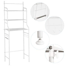 Flyelf Mensola Per WC, Scaffale Bagno e WC, con 3 Ripiani Scaffale 2 Ganci 165 * 55 * 26 cm (Bianca)