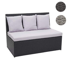 Mendler Divano sofà 2 posti da Esterno HWC-G16 polyrattan Nero Cuscino Grigio Chiaro