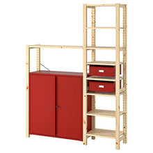 IVAR scaffalatura con armadi/cassetti 134x30x179 cm pino/rosso