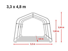 TOOLPORT Tendone Garage Premium 3,3 x 4,8 m Verde Scuro con Telo da ca. 500g/m² PVC, Costruzione Stabile in Acciaio, Garage per Moto