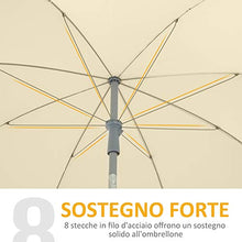 Outsunny Ombrellone da Esterno, Giardino, Terrazza Portatile Φ220cm con Tettuccio Inclinabile in Poliestere Bianco Crema