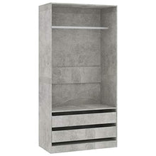 Irfora Armadio, Armadio per Ingresso, con 2 cassetti, in Truciolato 100x50x200 cm Grigio Cemento